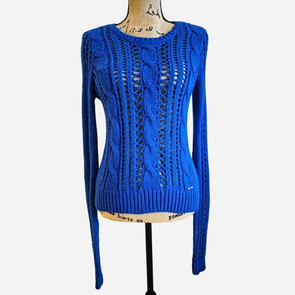 Y2K Abercrombie & Fitch Royal Blue Cable Knit Sweater - Picture 2 of 4